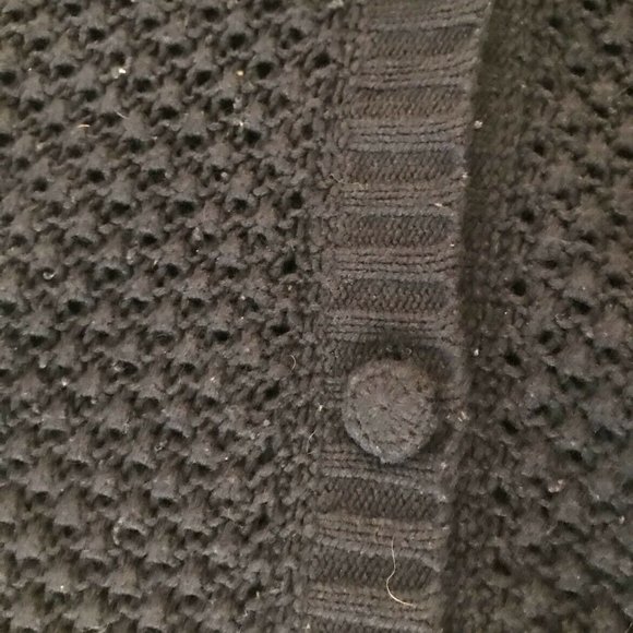 LL Bean Women's XL Navy Blue Crochet Button Front Duster Length Cardigan Long - Picture 5 of 7